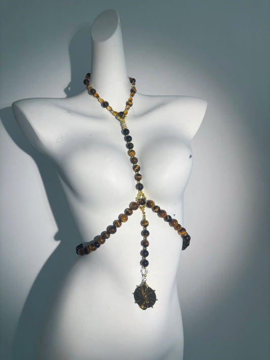 “Golden Compass" Choker&Body Tiger-Eye Chain