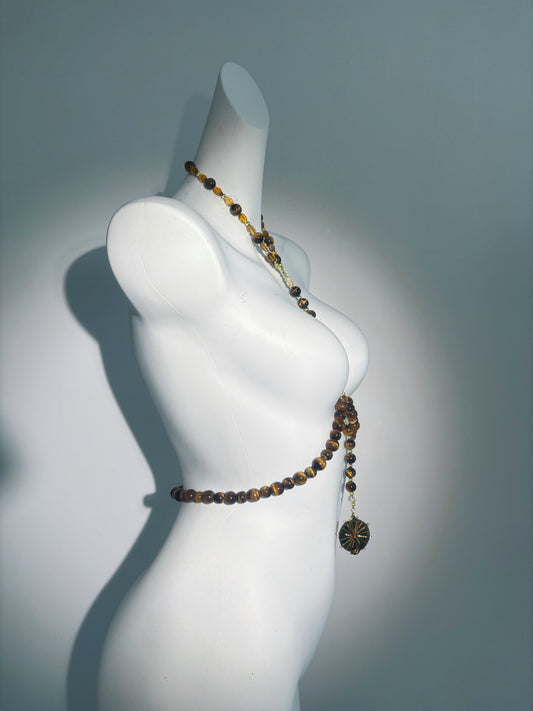 “Golden Compass" Choker&Body Tiger-Eye Chain