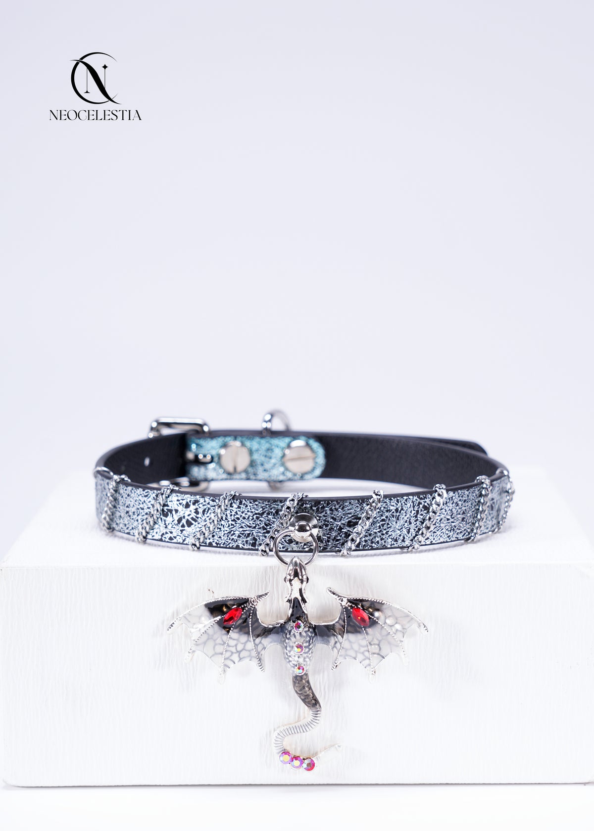 The "Frostfire Drakon" Leather Choker