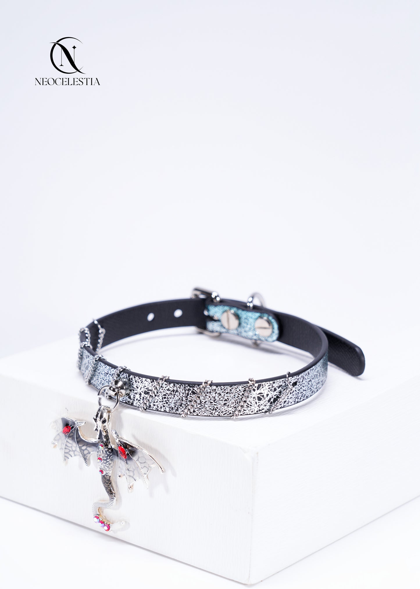 The "Frostfire Drakon" Leather Choker