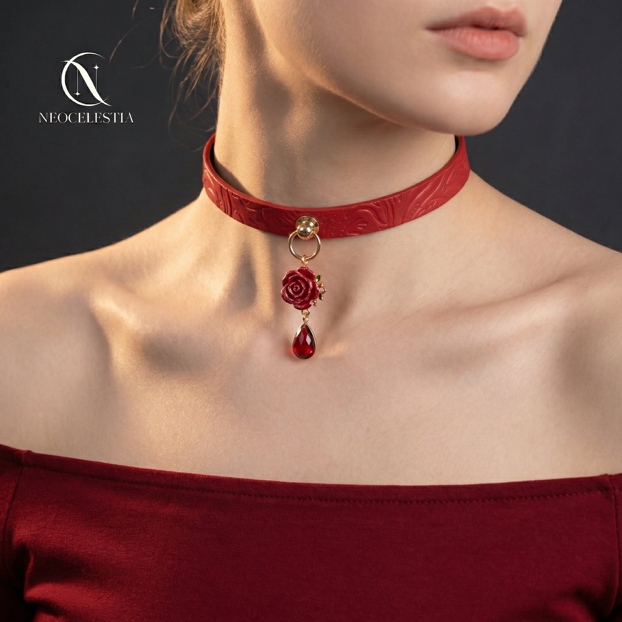 The "Rose Fatale" Leather Choker