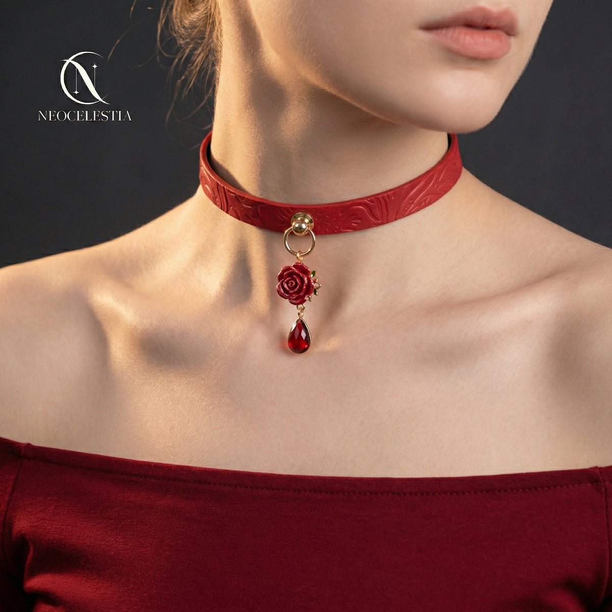 The "Rose Fatale" Leather Choker